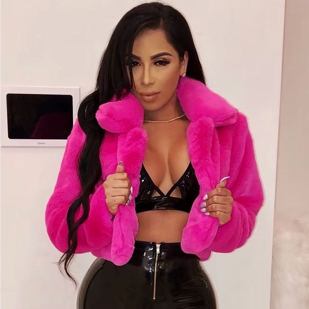 Chic Hot Pink Teddy Jacket